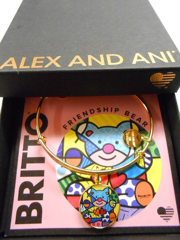 Alex and Ani Art Infusion Necklace Charm | Romero Britto (Gold-Friendship Bear)