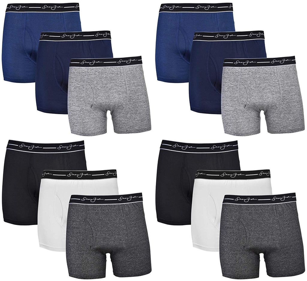 Sean Jean Mens Performance Boxer Briefs - 12-Pack Athletic Fit Breathable Tagless Underwear