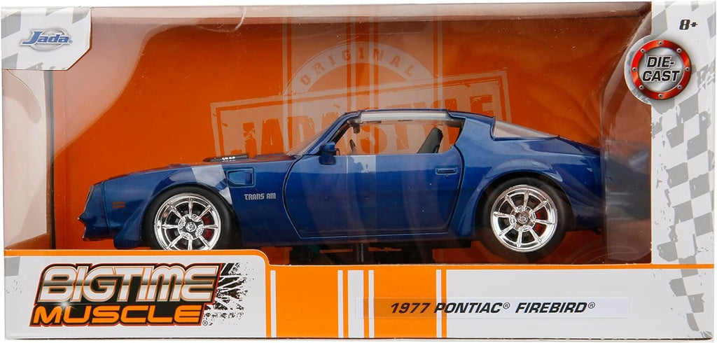 Big Time Muscle 1:24 1977 Pontiac Firebird Die-Cast Car, Toys for Kids and Adults(Metallic Blue)