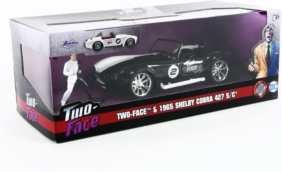 DC Comics 1:32 1965 Shelby Cobra 427 SC Die-cast Car w/ 1.65" Two Face Figure, Toys for Kids and Adults