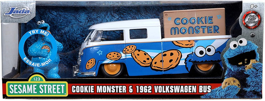 Jada 1:24 Diecast 1963 VW Bus with Cookie Monster Figure