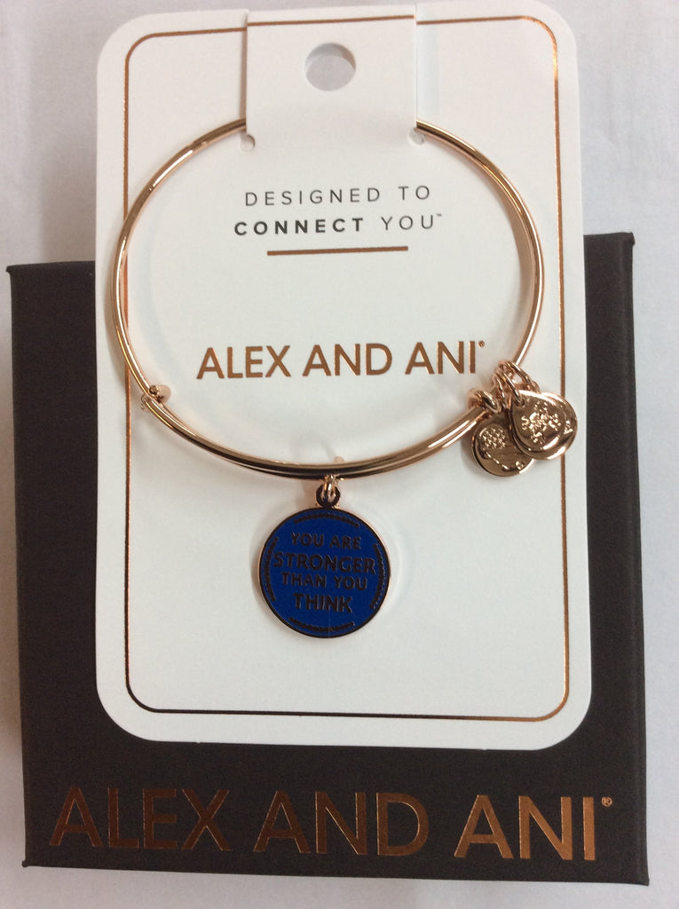 Alex and Ani You Are Stronger Than You Think Bangle Bracelet Shiny Rose Gold