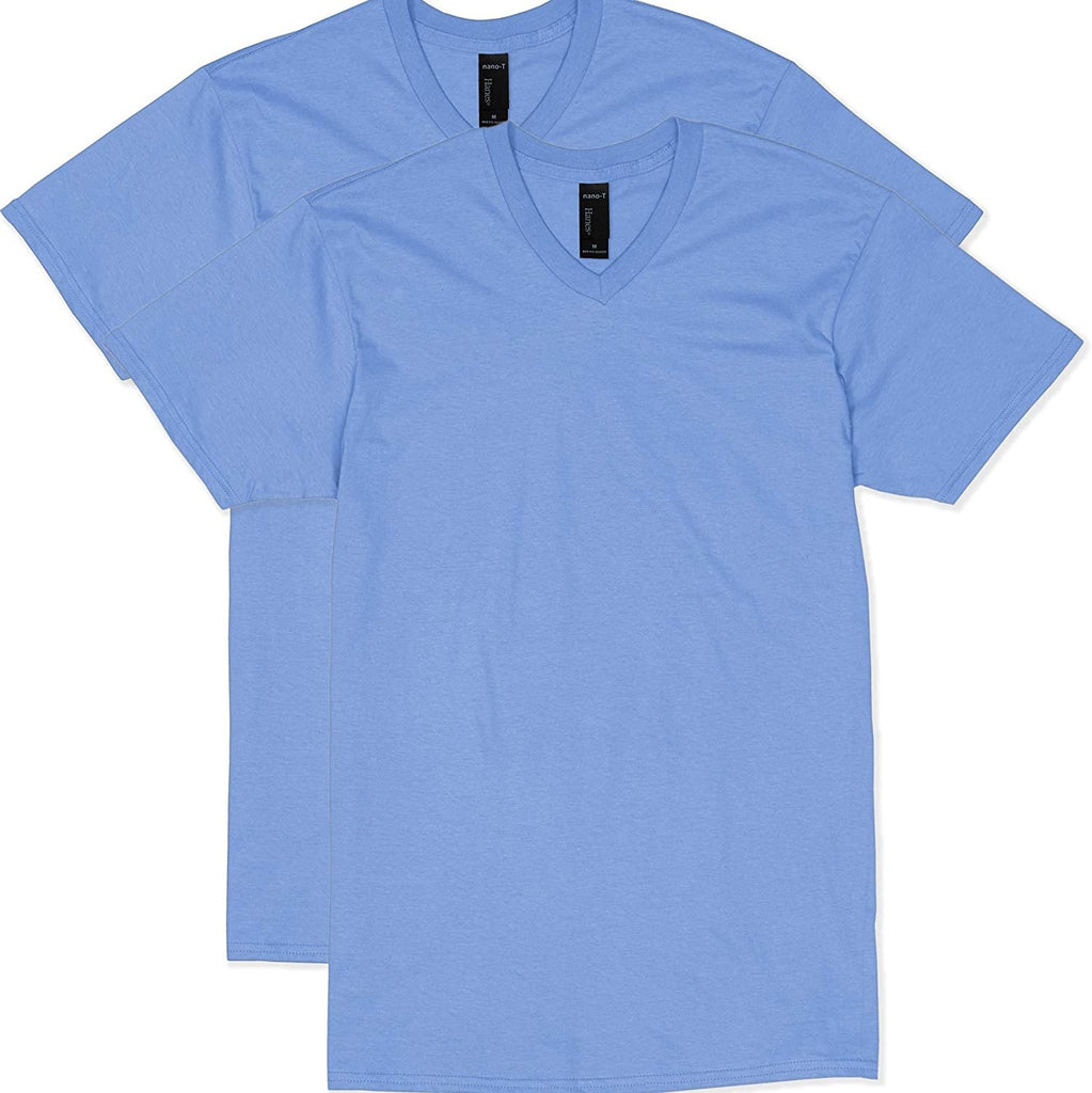 Hanes Men's Nano Premium Cotton V-Neck T-Shirt (Pack of 2)