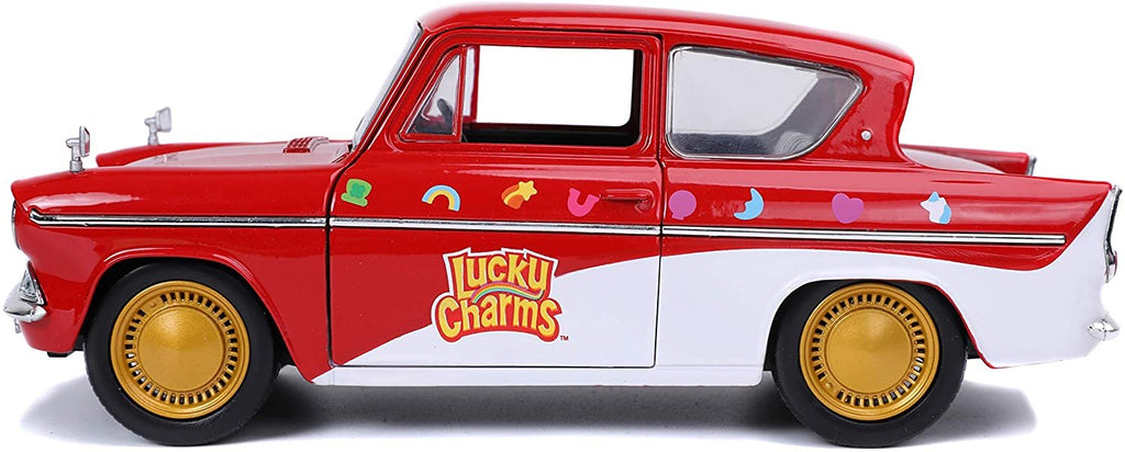 Jada 1:24 Diecast Lucky Charms 1959 Ford Anglia with Lucky theLepruchan Figure