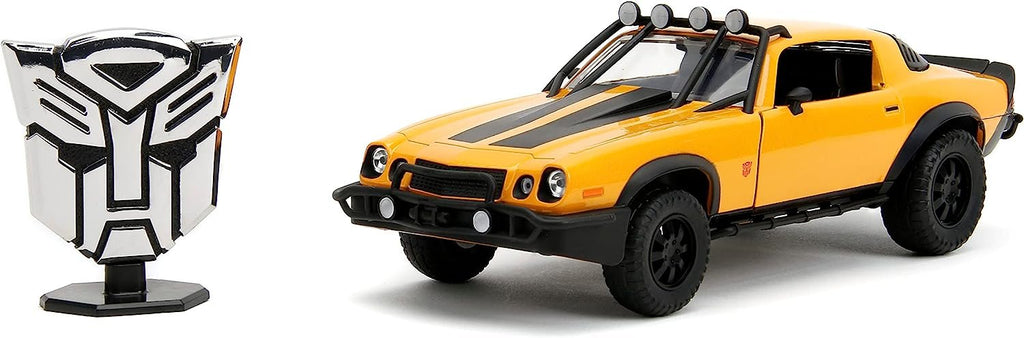 Transformers Rise of The Beast 1:24 1977 Chevy Camaro Bumblebee & Badge Die-Cast Car, Toys for Kids and Adults