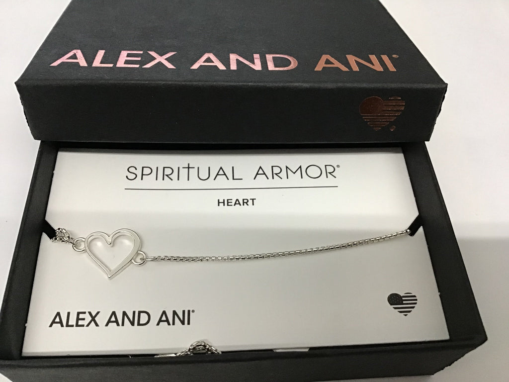 Alex and Ani Heart Pull Chain Bracelet, Sterling Silver, Expandable