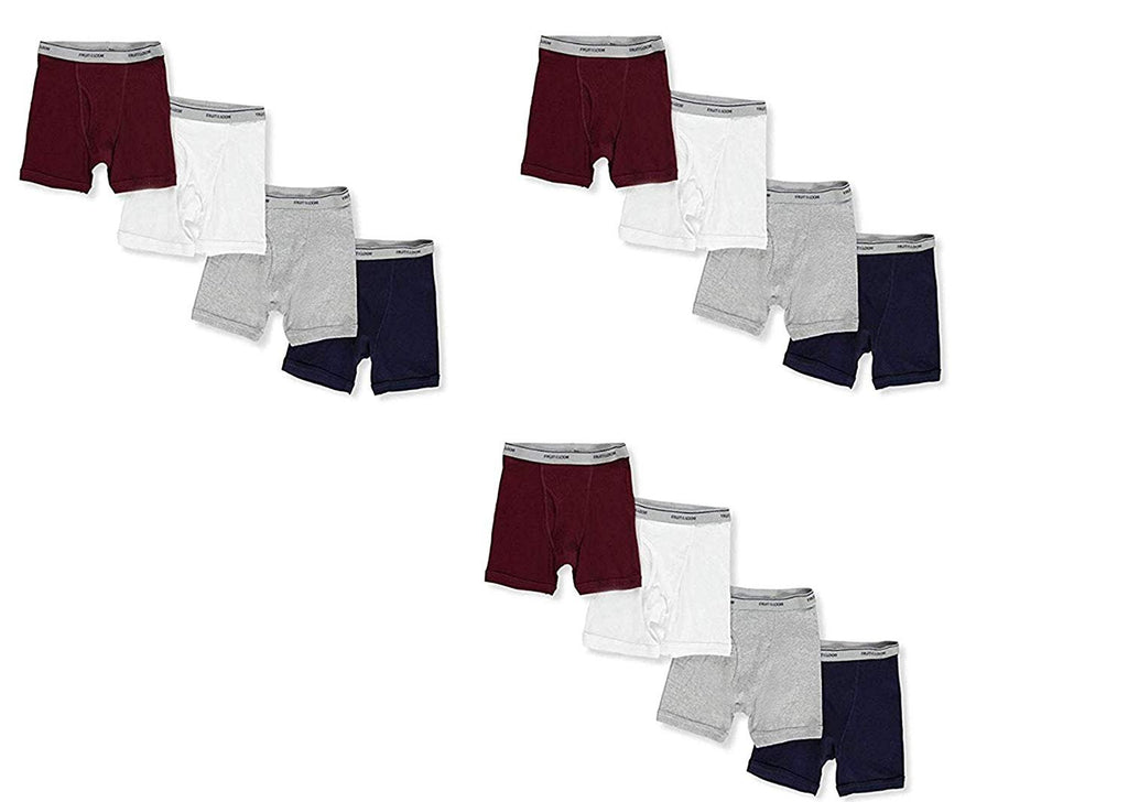 Fruit of the Loom Big Boys' 12-Pack Cotton Boxer Briefs