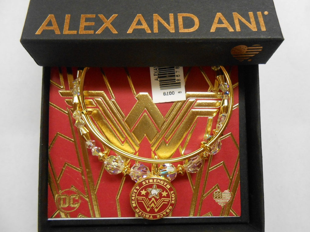 Alex and Ani Women's Wonder Woman Set Of Two Bracelet Shiny Gold One Size