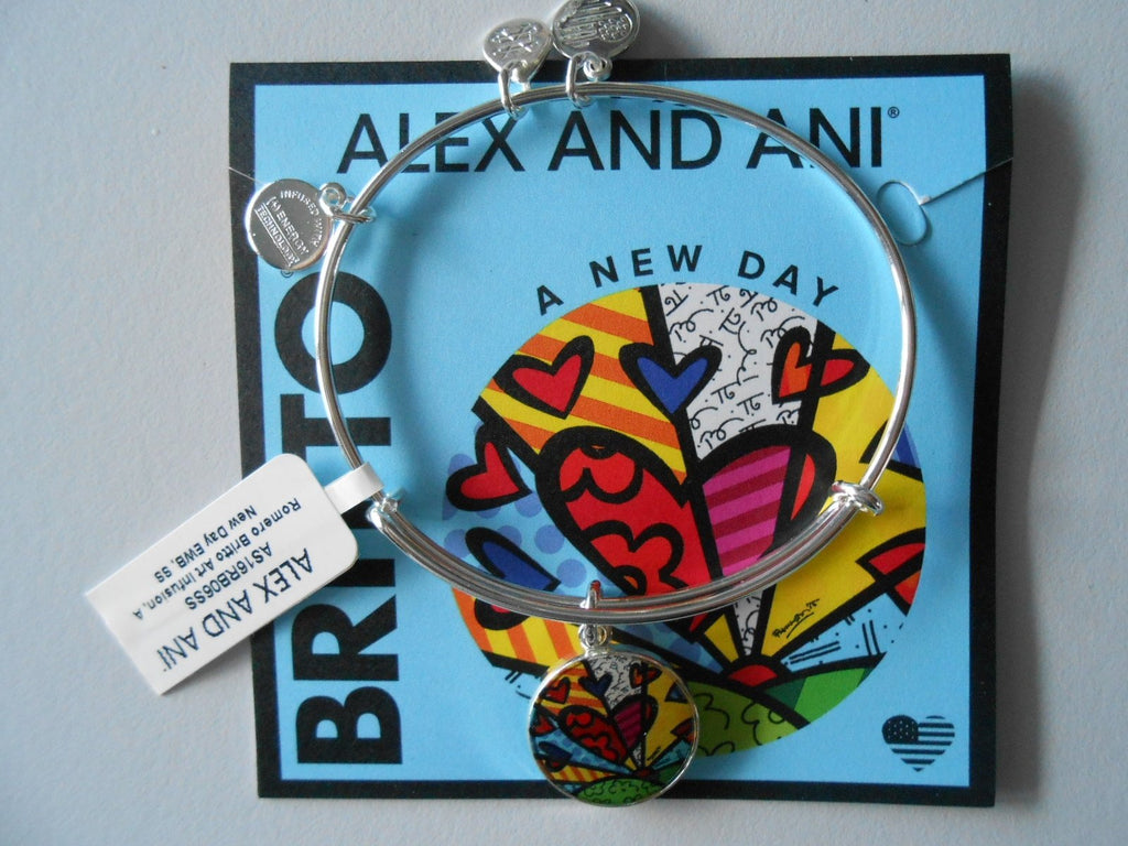 Alex and Ani Art Infusion Necklace Charm | Romero Britto (Heart-Silver)