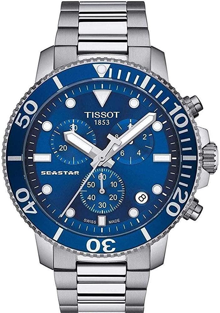 Tissot Men's Seastar 660/1000 Swiss Quartz Stainless Steel Strap, Grey, 22 Casual Watch (Model: T1204171104100)