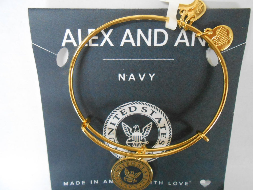 Alex and Ani Armed Forces US Navy Expandable Wire Bangle Charm Bracelet