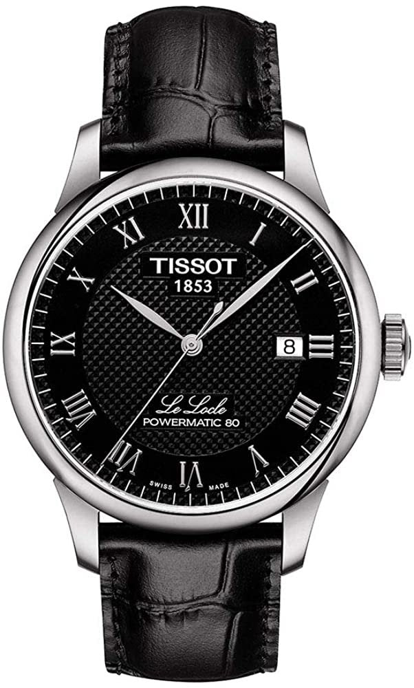 Tissot mens Le Locle Stainless Steel Dress Watch Black T0064071605300