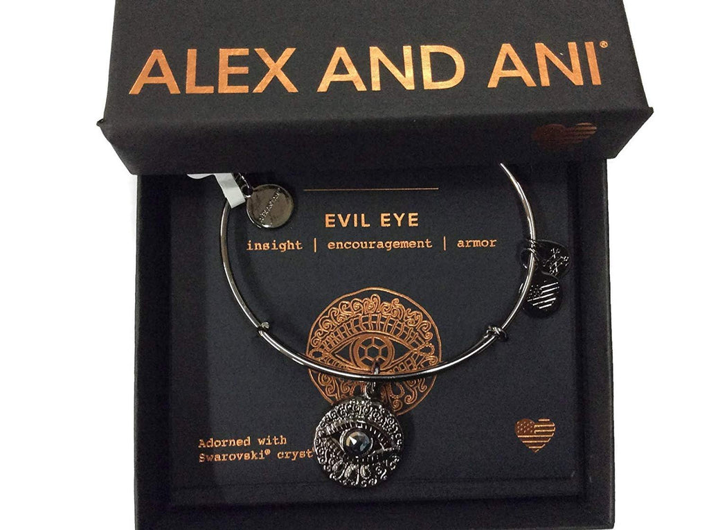 Alex and Ani Evil Eye Bangle Bracelet Midnight Silver NWTBC