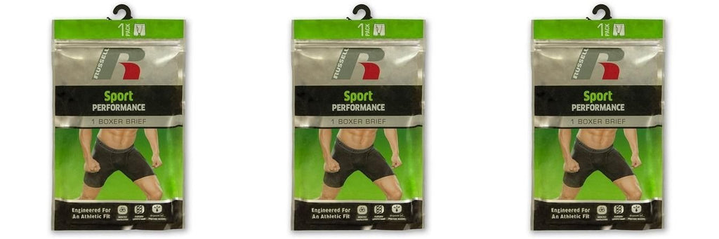 NEW RUSSELL SPORT PERFORMANCE MEN'S 1 OR 3 PACK  BOXER BRIEFS S-2X SPANDEX!!