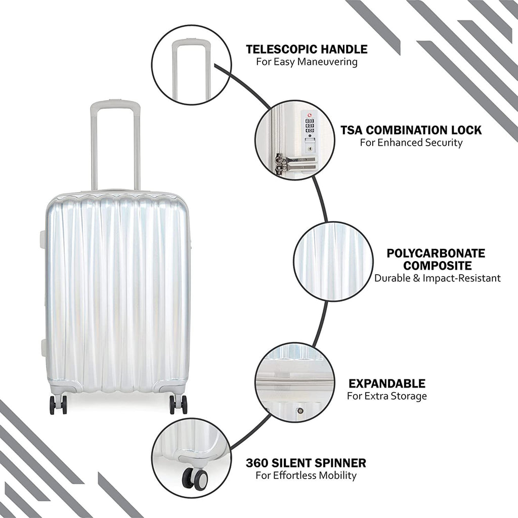 Heys America Astro Iridescent Spinner Luggage (Silver, 26")