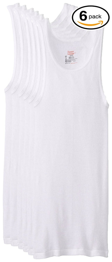 Hanes Mens White A-Shirt 6-Pack (372AP6) -White -L (372AP6)