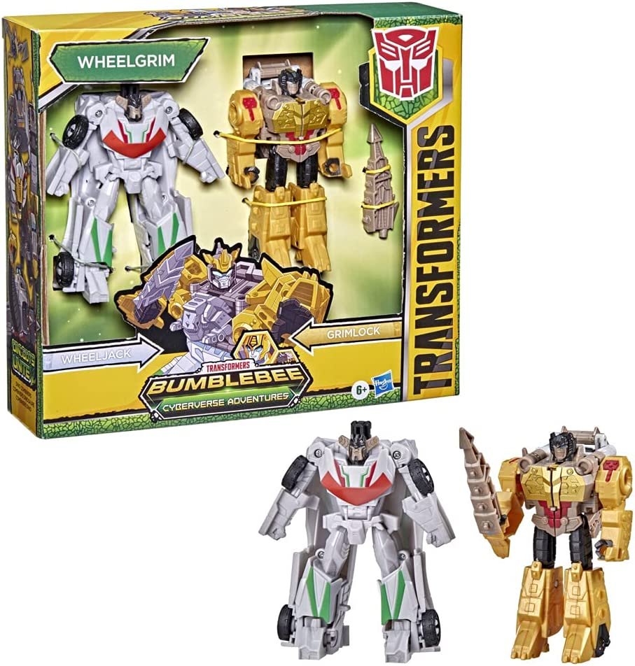 Transformers Bumblebee Cyberverse Adventures Dinobots Unite Toys Dino Combiners Wheelgrim 2-Pack Action Figures, Ages 6 and Up, 4.5-inch