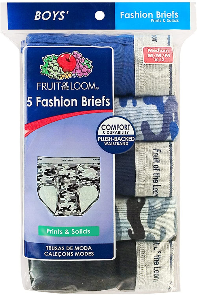 Fruit of the Loom Boys' 5pk Print/Solid Fashion Brief - XS