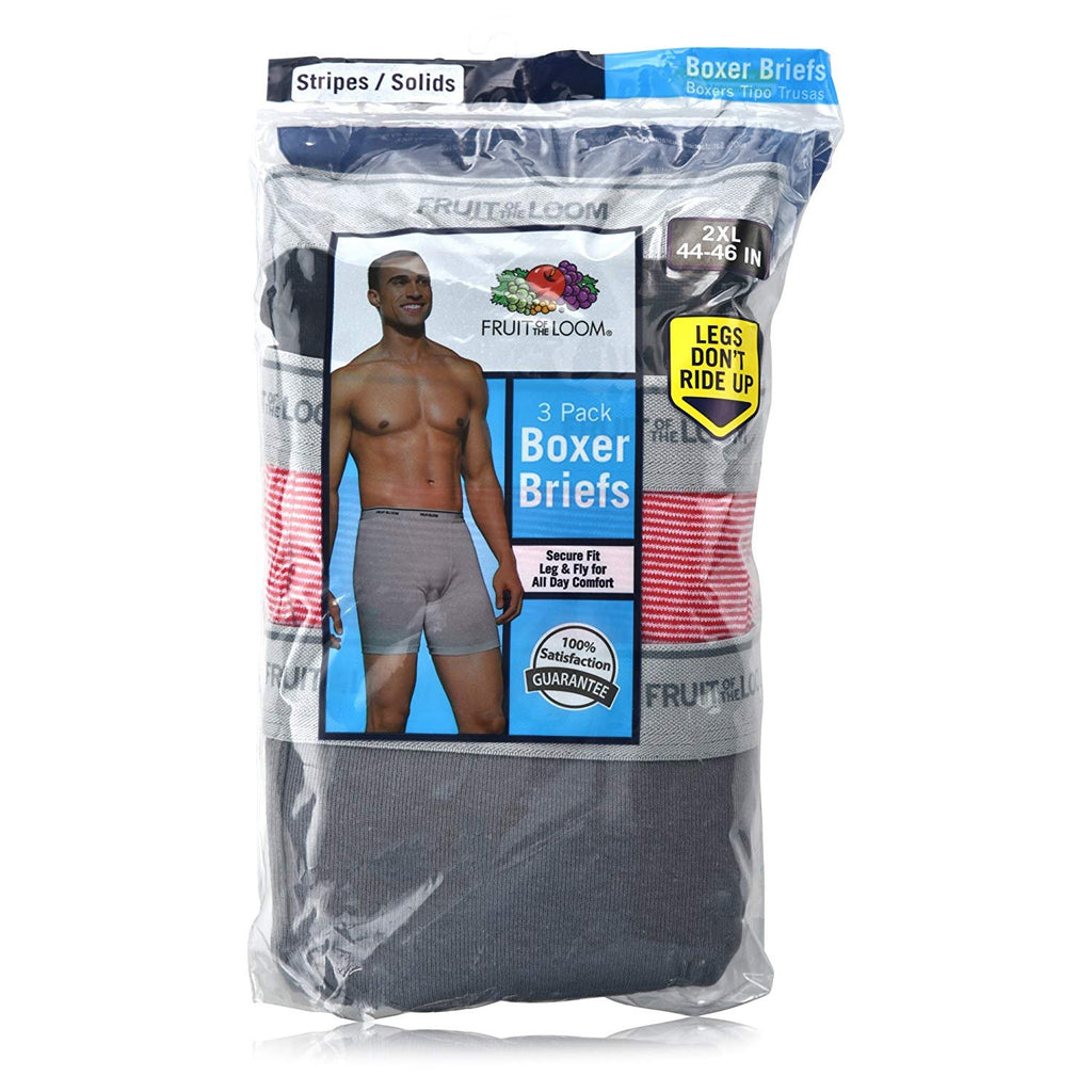 Fruit of the Loom Plus Size Men Solid &Stripes Boxer Briefs