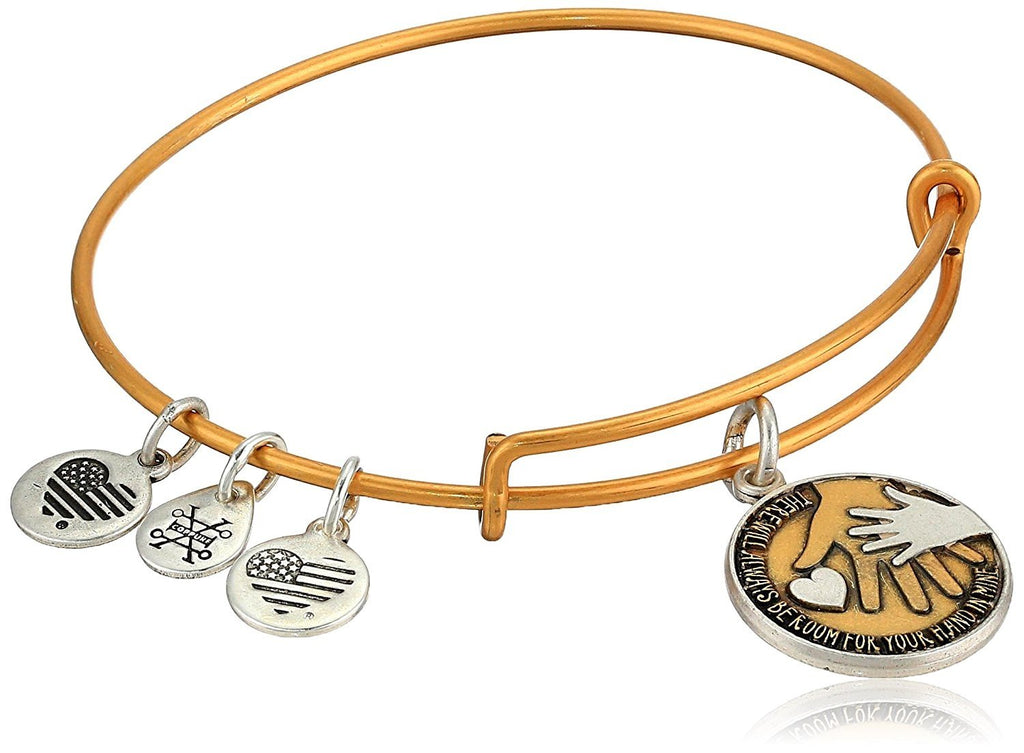 Alex and Ani Women's Hand in Hand II, Two Tone EWB Bangle Bracelet, Rafaelian Silver, Expandable