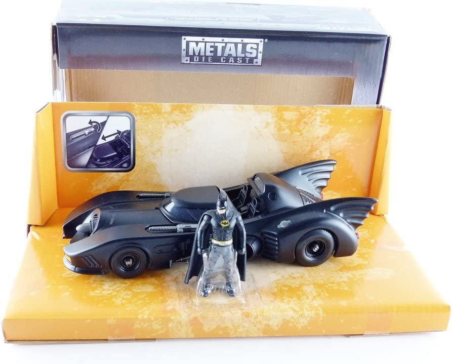 Dc Comic 1989 Batmobile With 2.75" Batman Metals Diecast Vehicle With Figure, Black