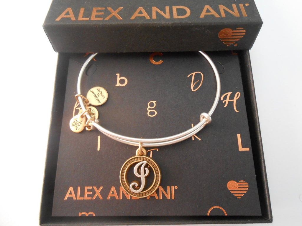 Alex and ani initial hot sale two tone charm bangle