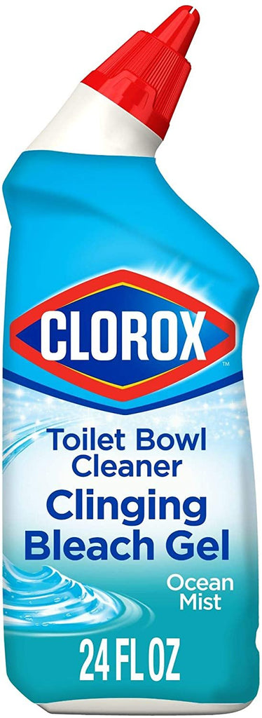 Clorox Toilet Bowl Cleaner Clinging Bleach Gel, Cool Wave, 24 Fl Oz (Pack of 12)