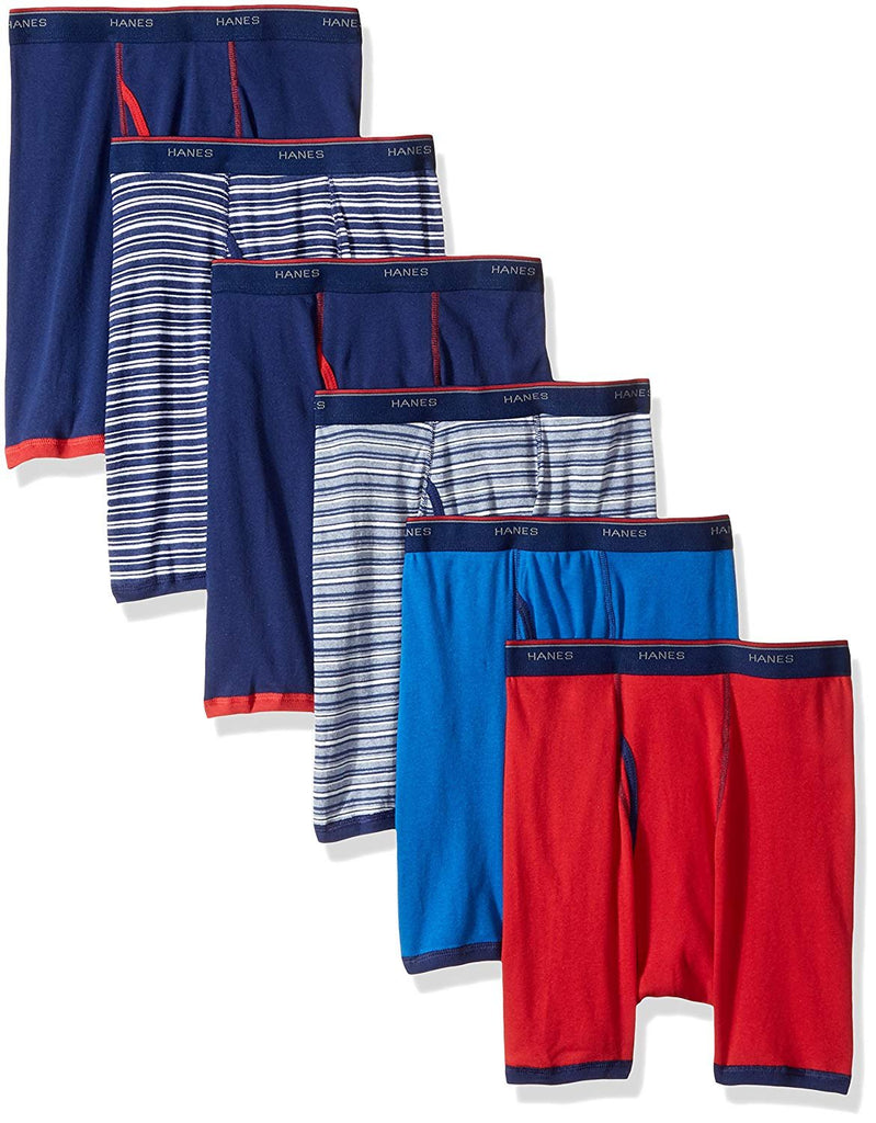 Hanes Men's 6-Pack Striped Sport Boxer Briefs (5 + 1 Free Bonus Pack)