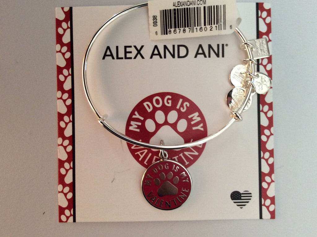 Alex and Ani Womens Charity by Design My Dog is My Valentine Bangle Bracelet