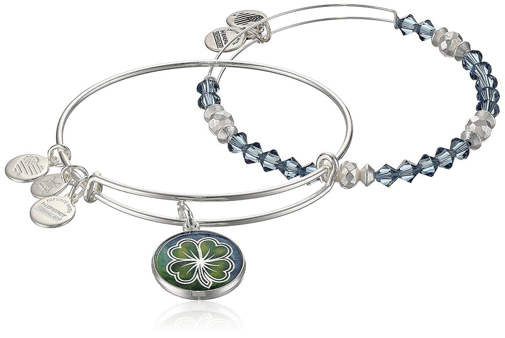 Alex and Ani Womens Art Infusion Set, Four Leaf Clover Bangle