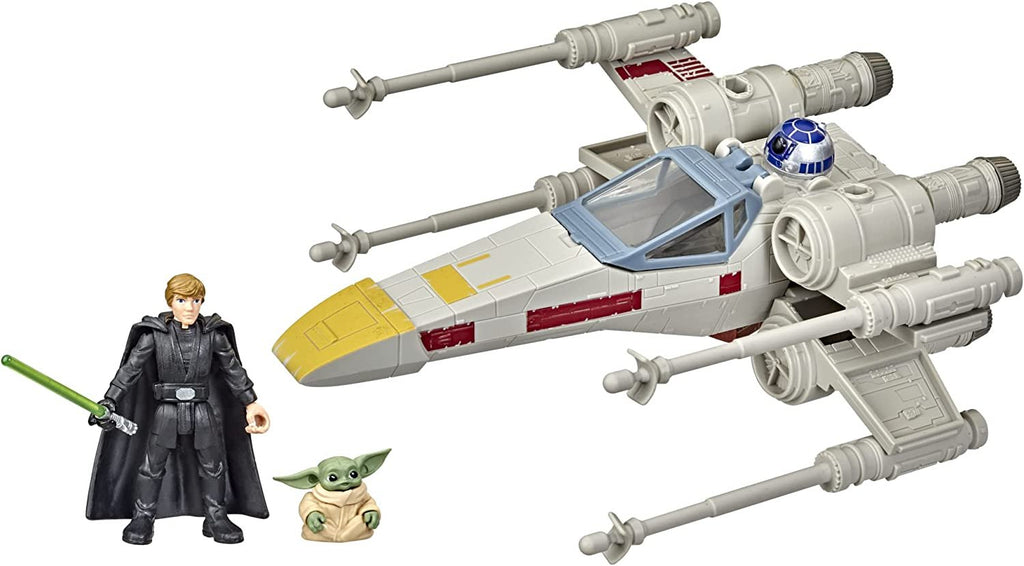 Star Wars Mission Fleet Stellar Class Luke Skywalker & Grogu X-Wing Jedi Search & Rescue 2.5-Inch-Scale Figure and Vehicle, Ages 4 and Up