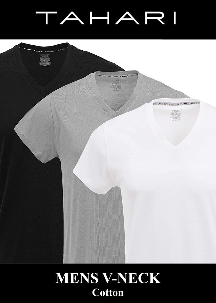 TAHARI Mens 6-Pack Cotton V-Neck T-Shirt Undershirts