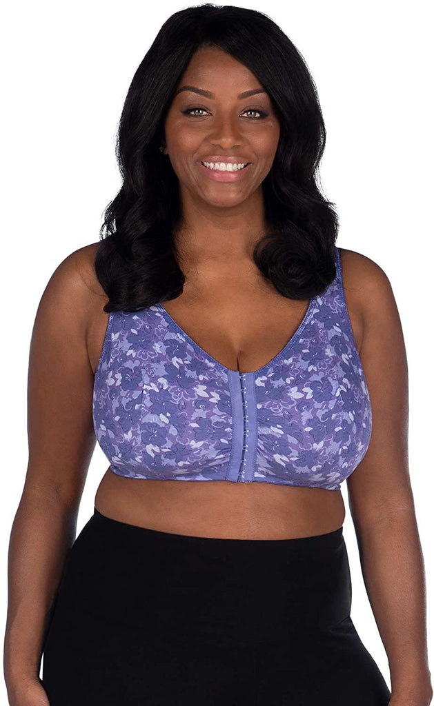 LEADING LADY Meryl Cotton Front Closure Leisure Bra - Full Coverage Wireless Padded Bra for Women - Bra with Daytime and Nighttime Support and Comfort