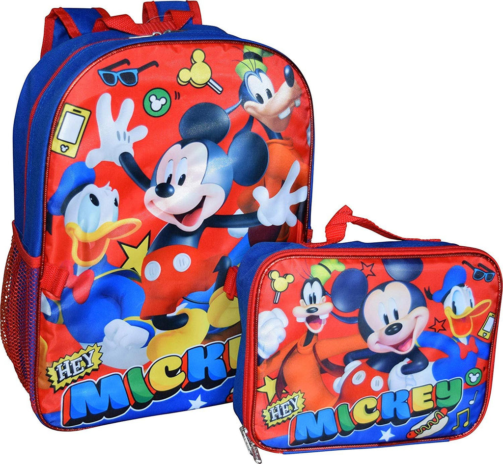 Mickey Mouse 16" Backpack W/Detachable Lunch Box