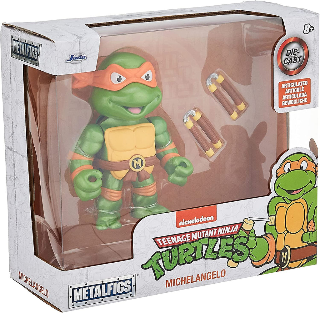 Jada Toys Teenage Mutant Ninja Turtles 4 Michelangelo Die-cast Figure, Toys for Kids and Adults, Orange, 31848