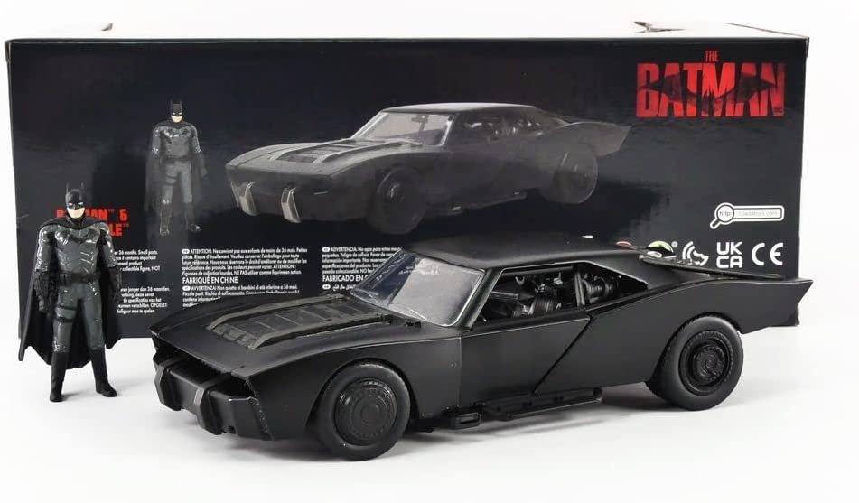 DC Comics 1:24 The Batman Batmobile Die-cast Car w/ 2.75" Batman Figure, Toys for Kids and Adults