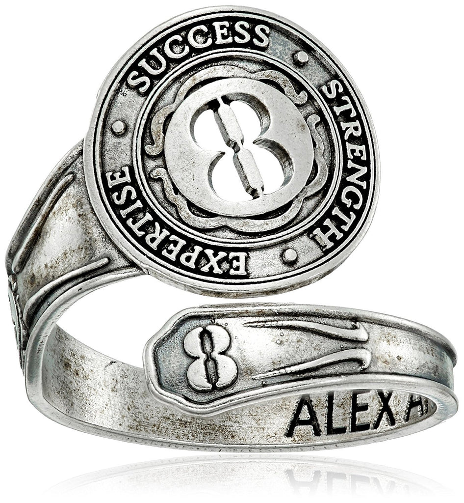 Alex and Ani "Numerology" Number, Sterling Silver Spoon Ring, Size 7-9