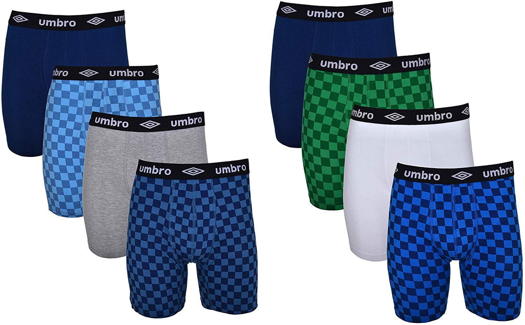 Umbro Men's Boxer Briefs 8-Pack Short Leg Trunk Athletic Cotton Stretch No Fly
