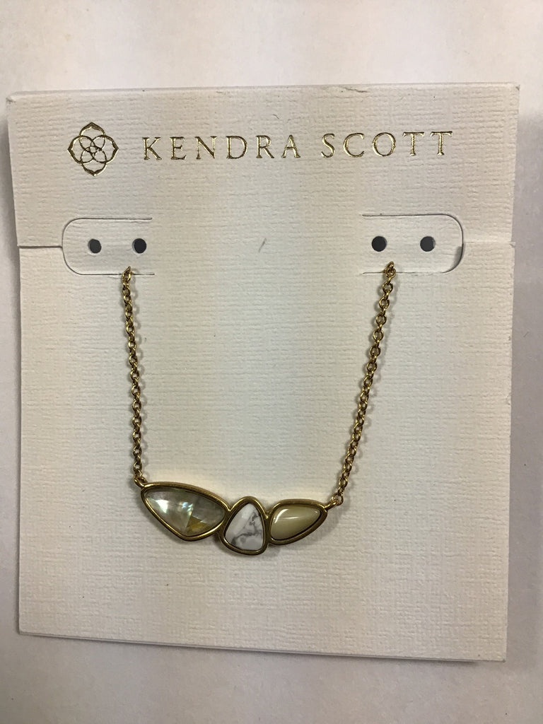 Kendra Scott Ivy Short Pendant Necklace, Vintage Gold White Mix