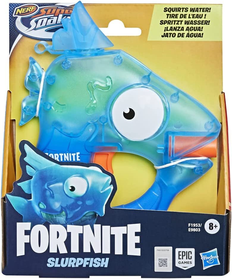 Nerf Super Soaker Fortnite Slurpfish Water Blaster -- Fortnite Slurpfish Design, Easy-to-Carry Micro Size -- for Kids, Youth, Adults