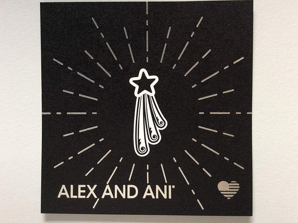 Alex and Ani Shooting Star Set of 2 Bangle Bracelet Midnight Silver Tag Box Card