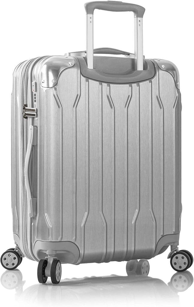 Heys Xtrak 21-Inch Lightweight, TSA Combination Lock, Expandable, Telescopic Handle System Carry-On Luggage with Spinner Wheels (Silver)