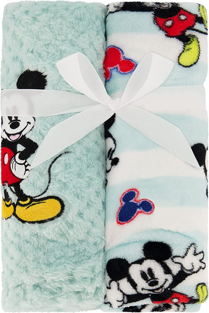 Disney 2-Pack Baby Blanket for Infants and Newborns, Plush Textured Fleece Mickey Mouse Blanket, for Toddler Boys