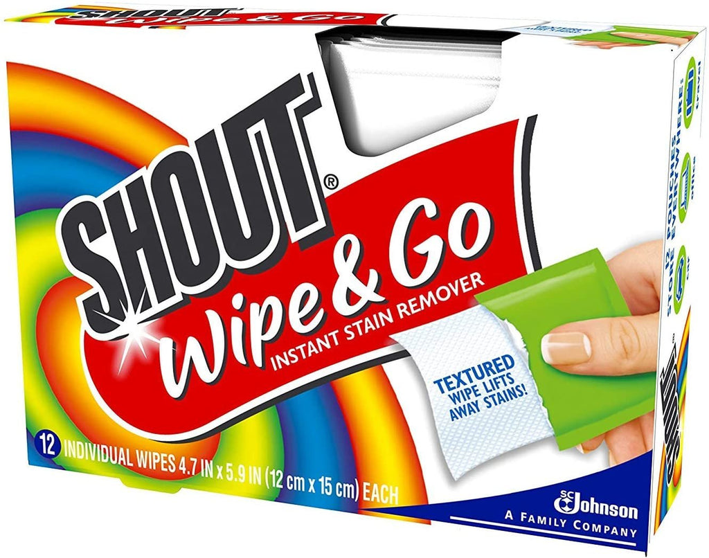 Shout Wipe & Go Instant Stain Remover Wipes, 12 CT (12 Pack of 12), Multi