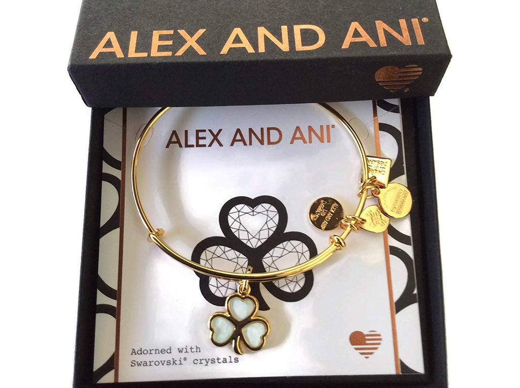 Alex and Ani Crystal Shamrock Shiny Gold NWTBC