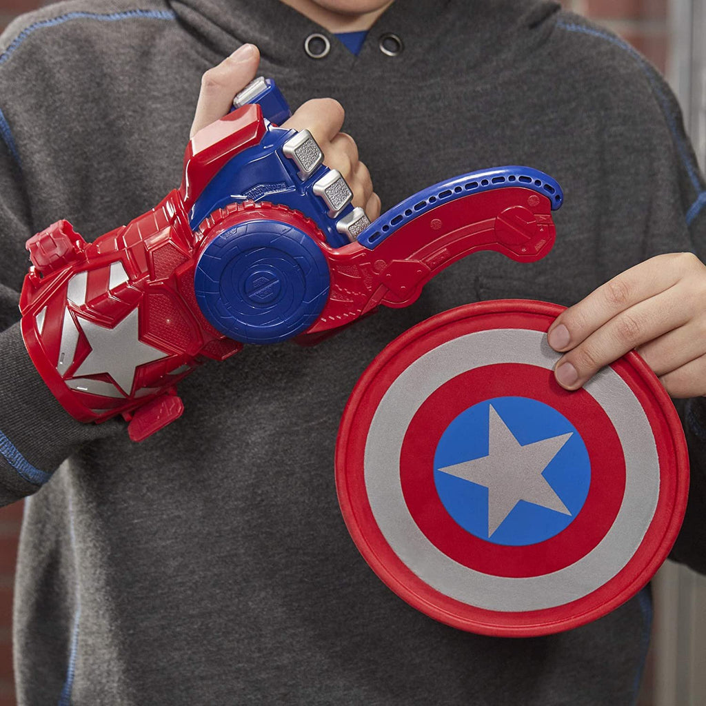 Avengers NERF Power Moves Marvel Captain America Shield Sling NERF Disc-Launching Toy for Kids Roleplay, Toys for Kids Ages 5 and Up