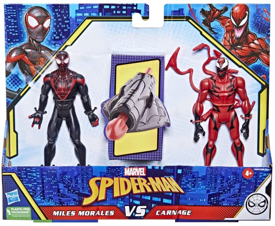 Spider-Man Marvel Miles Morales Vs Carnage Battle Packs, 6-Inch-Scale and Carnage Figure 2-Pack, Toys for Kids Ages 4 and Up
