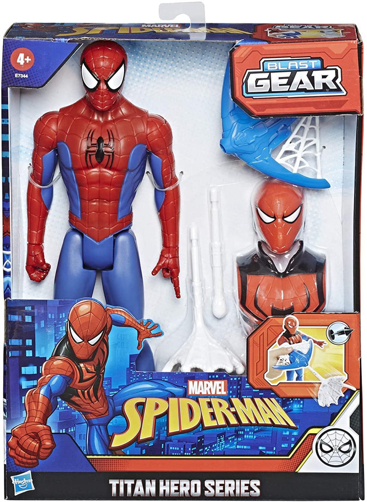 Spider-Man Marvel Titan Hero Series Blast Gear Action Figure Toy with Blaster, 2 Projectiles and 3 Armor Accessories, for Kids Ages 4 and Up