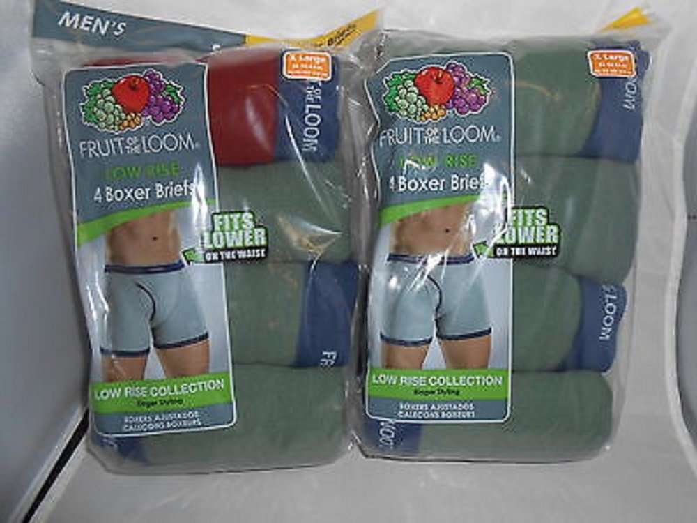 NEW FRUIT OF THE LOOM Men's 8-pack Boxer Briefs LOW RISE Ringer Style XL Asstd