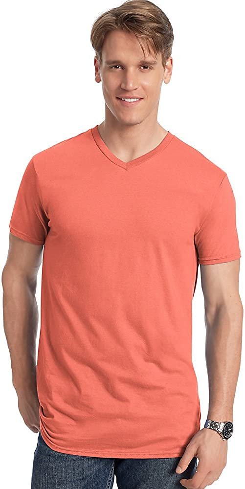 Hanes Mens Ringspun Cotton Nano-T V-Neck T-Shirt (498V)